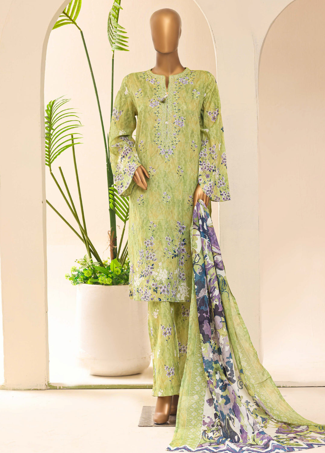 HZ Textiles RTW Printed Lawn 3 Piece Suit HZ26PPL LPE-3P-064 - Casual Collection