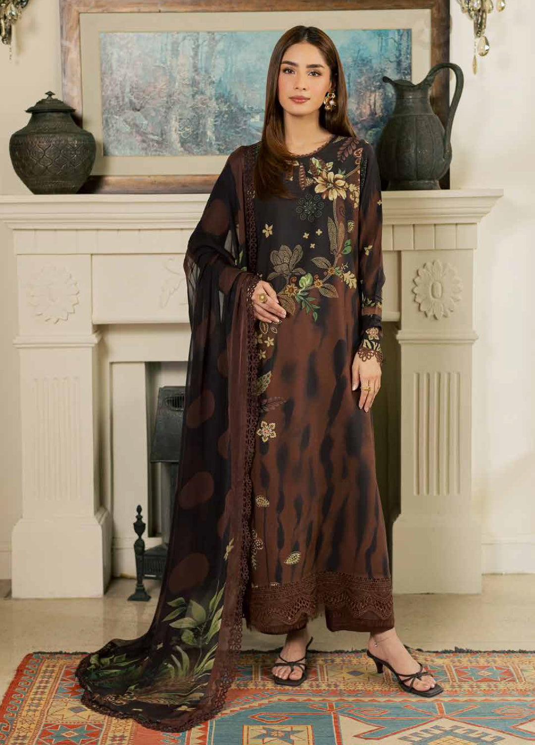 Signature Prints by Nureh Unstitched Printed Viscose Slub 3 Piece Suit NU26UVS SP-214 - Winter Collection