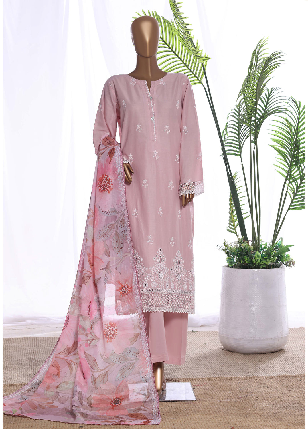 HZ Textiles Women RTW Chikankari Organza 3 Piece Suit HZ26POF CSE-3P-222 - Festive Collection
