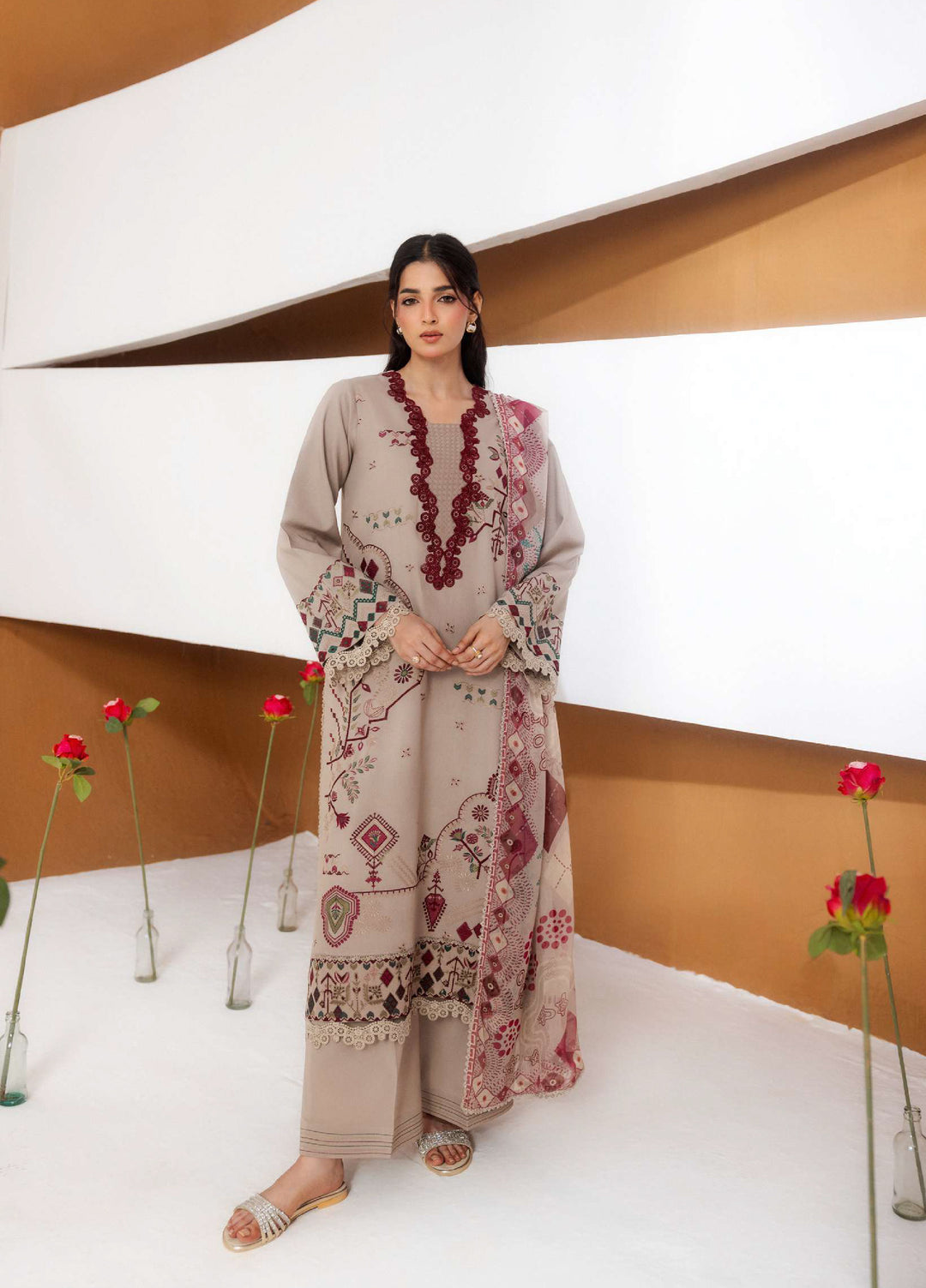 Intermix Zync by Florent Unstitched Embroidered Viscose 3 Piece Suit FL26UIZ FZ-4B - Casual Collection