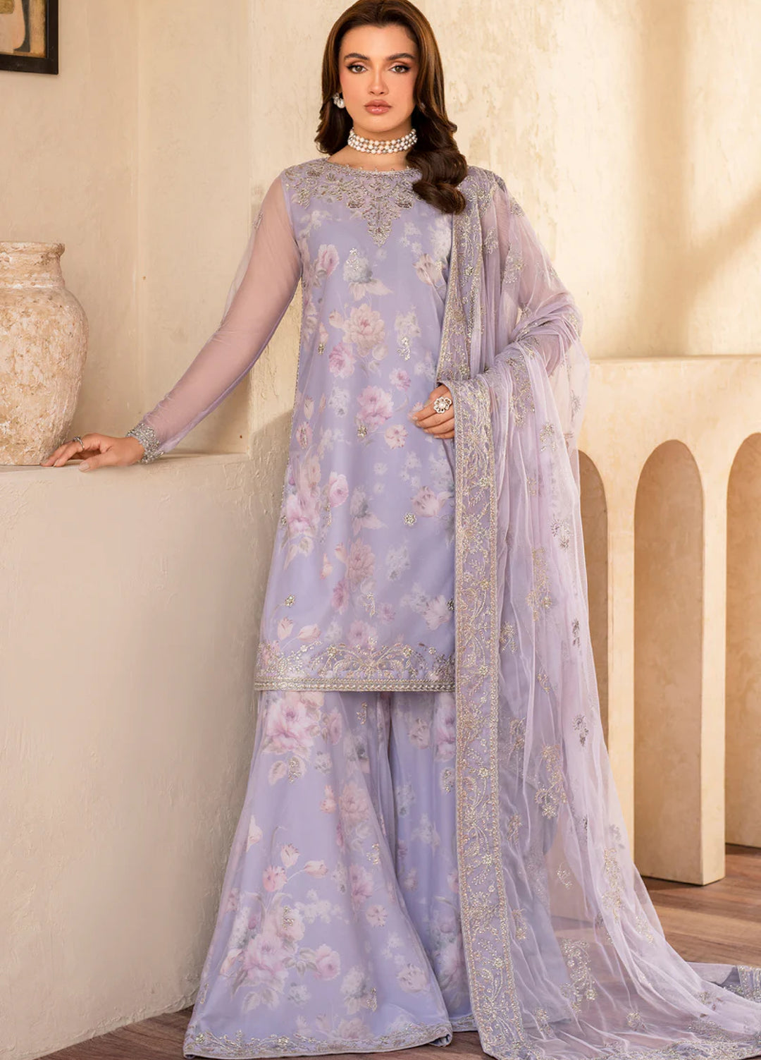 Zarif Women Unstitched Embroidered Net 3 Piece Suit ZR26UFC LOTUS - Festive Collection