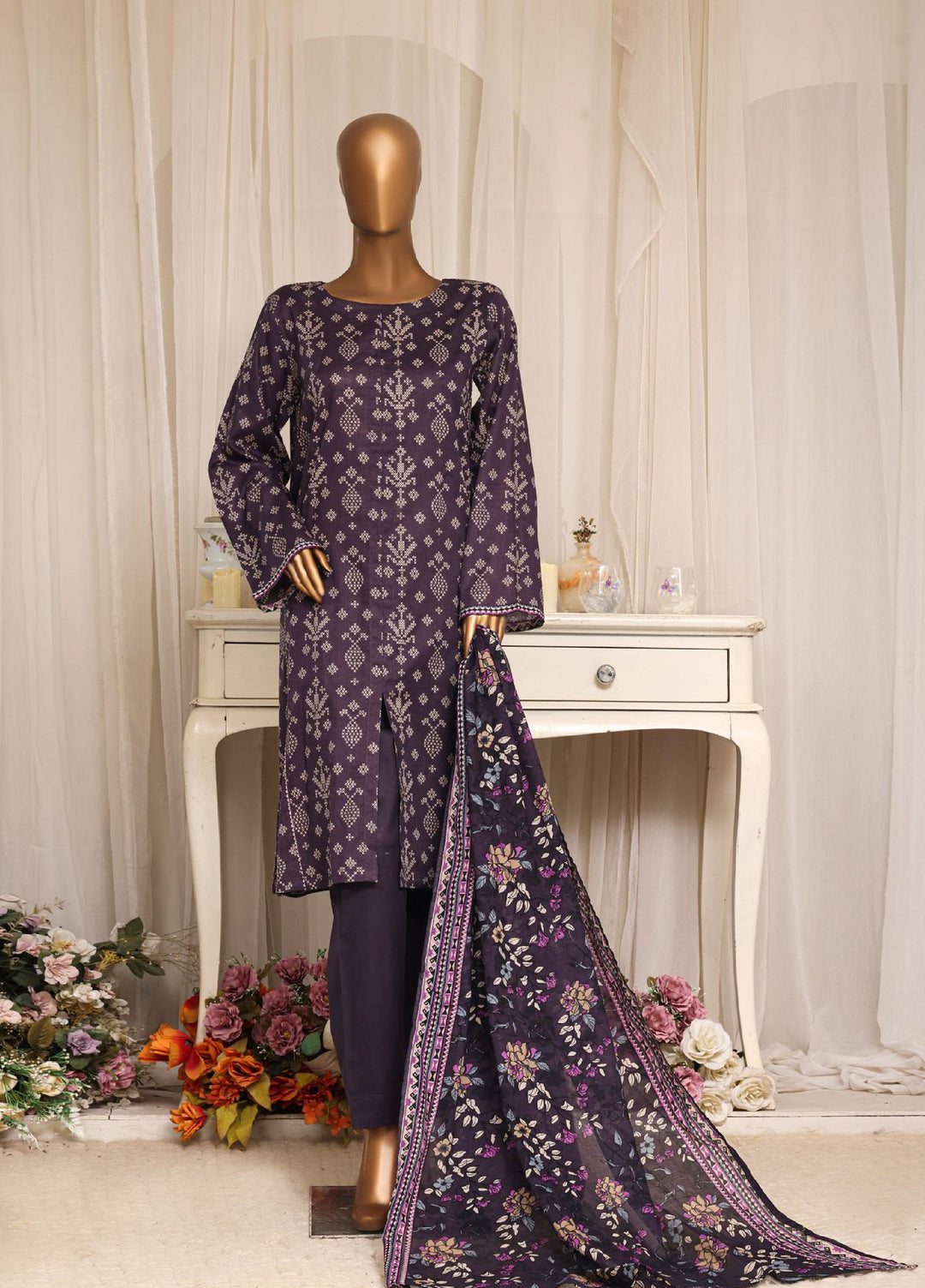 HZ Textiles RTW Printed Lawn 3 Piece Suit HZ26PPL LPT-3P-2612 - Casual Collection