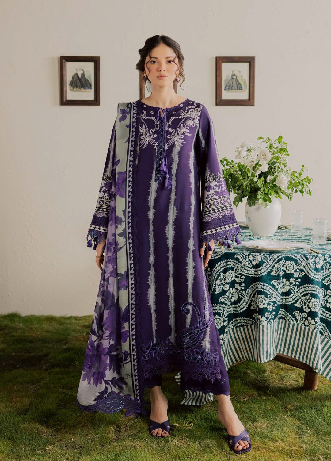 Gardenia by Nureh Unstitched Embroidered Viscose Slub 3 Piece Suit NU26UGV NSG-225 - Casual Collection