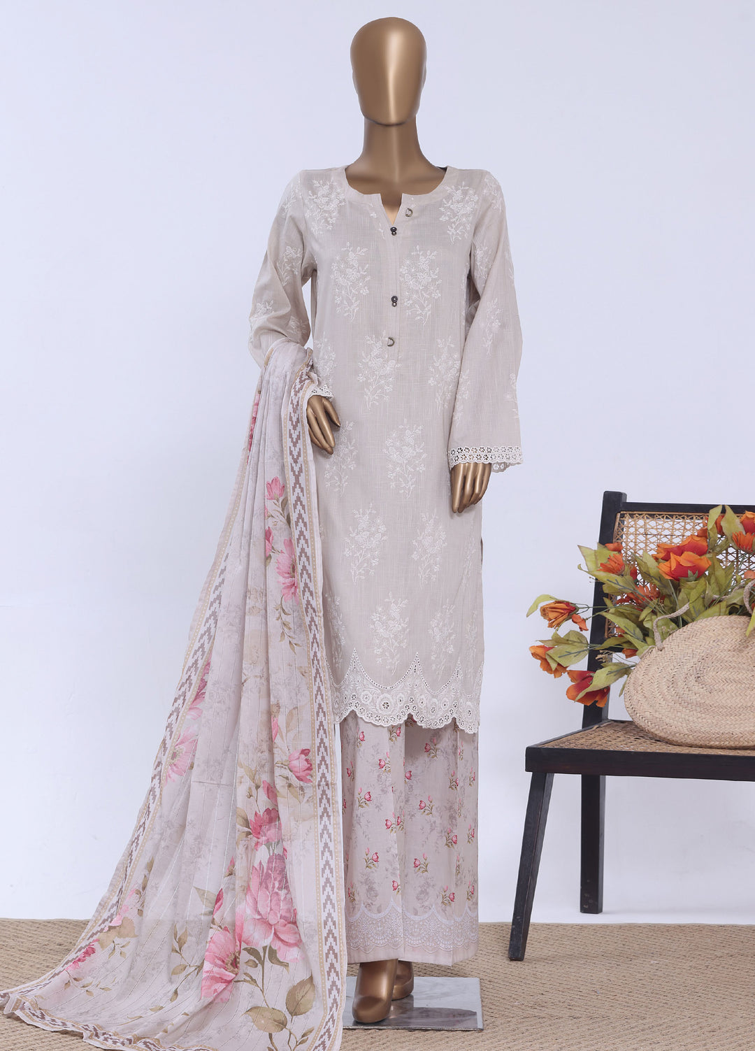 HZ Textiles RTW Embroidered Cross Hatch 3 Piece Suit HZ26PCL Sbe-3P-085 - Casual Collection
