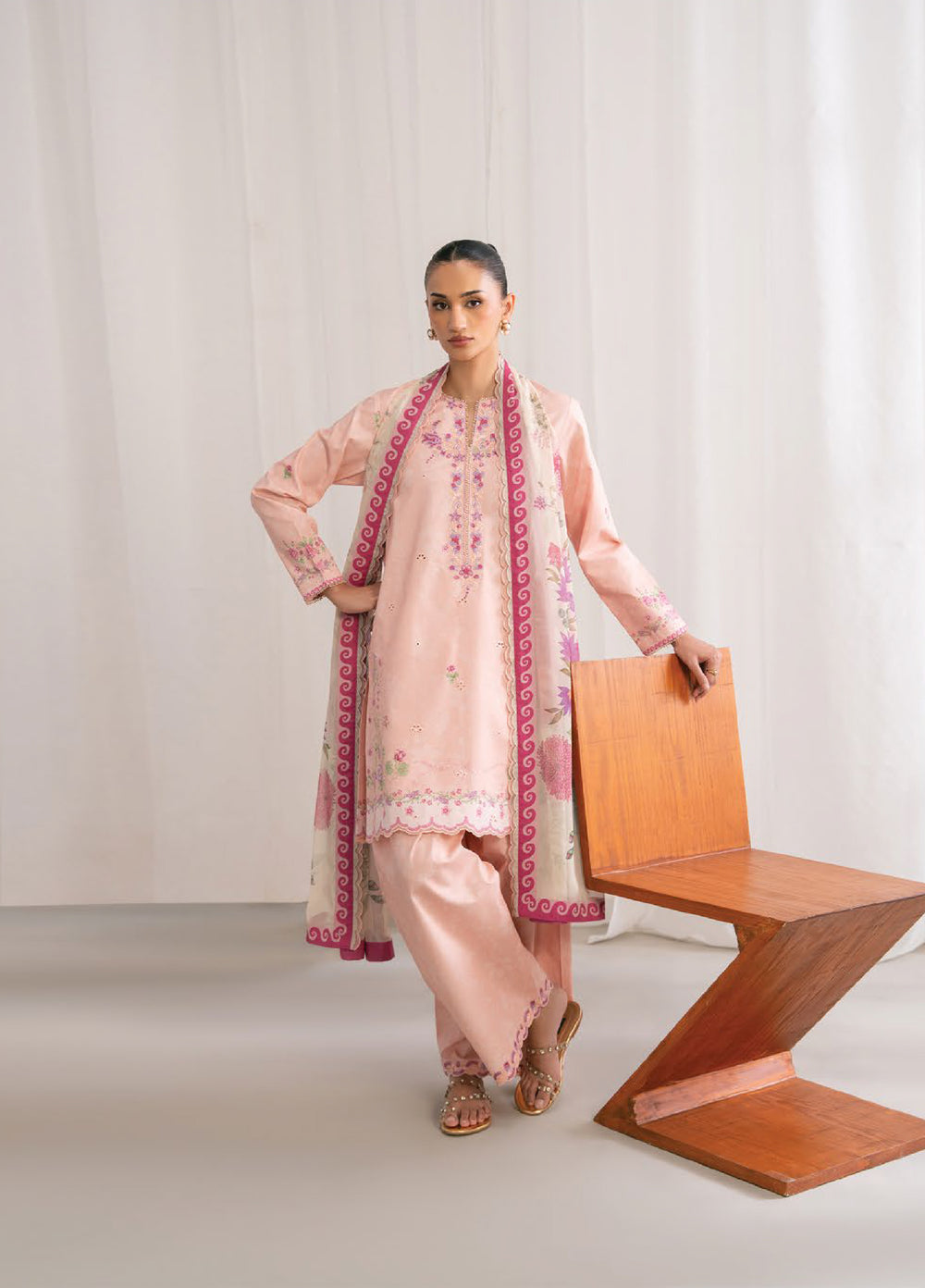 Nysa by Seran Unstitched Embroidered Cambric 3 Piece Suit SN26UNC Aurelie D-07 - Casual Collection