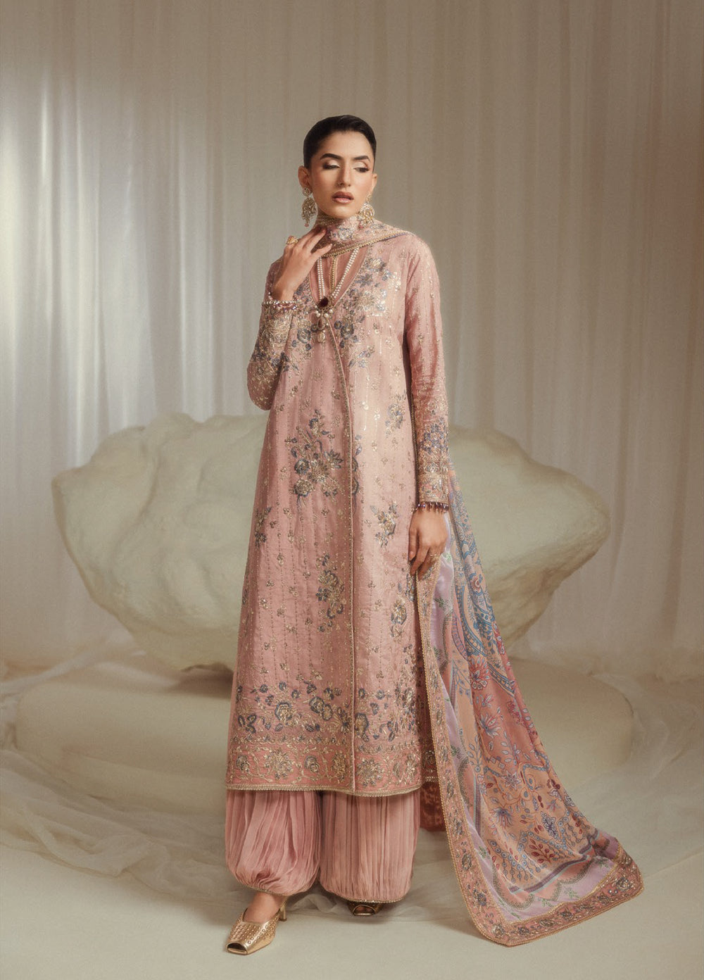 Aik Shaam by AIK Atelier Unstitched Embroidered Medium Silk 3 Piece Suit AIK26UAS C2603 - Wedding Collection