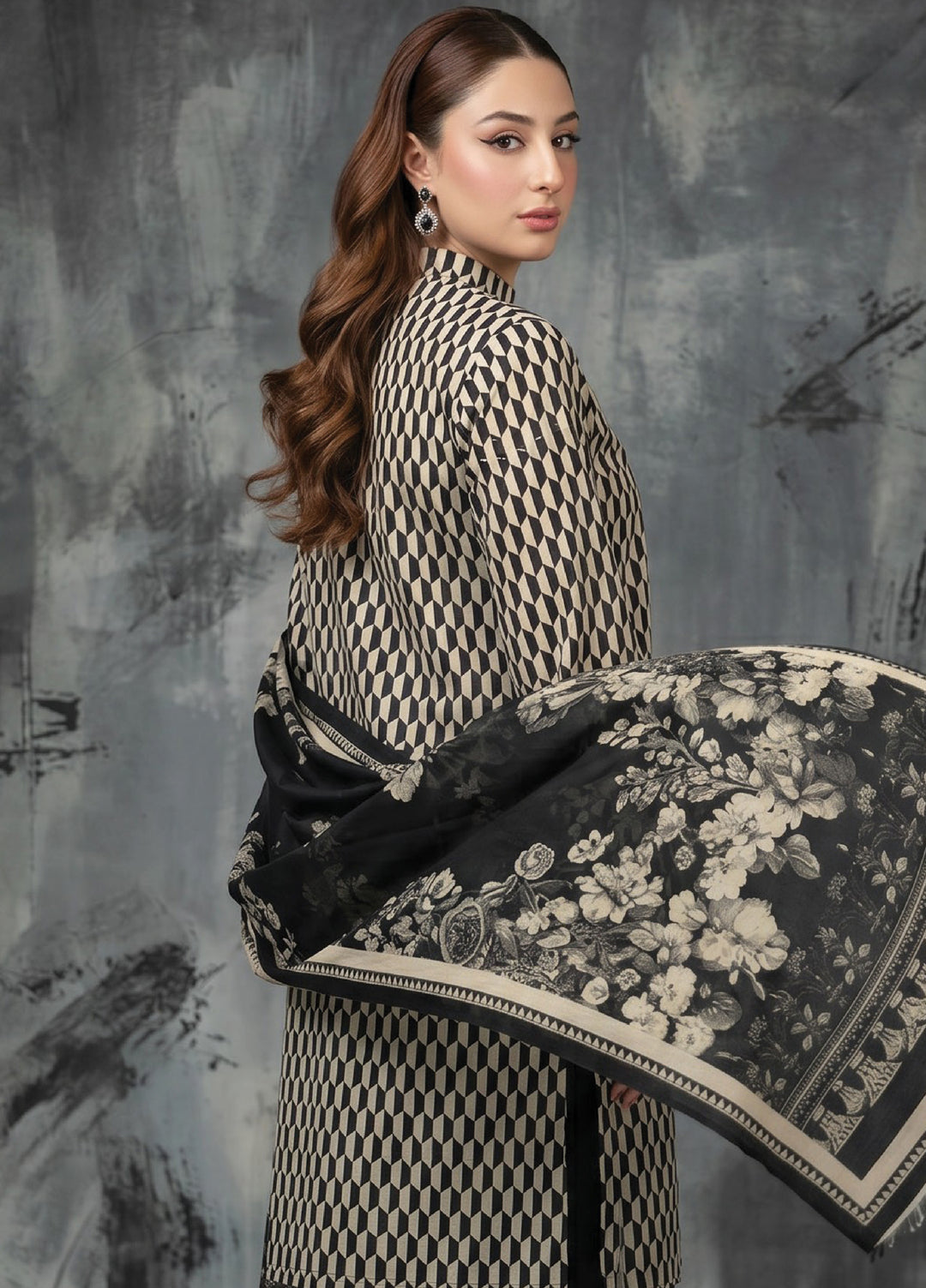Black N White by Regalia Textiles Unstitched Printed Lawn 3 Piece Suit RG26UBNW D-10 - Casual Collection