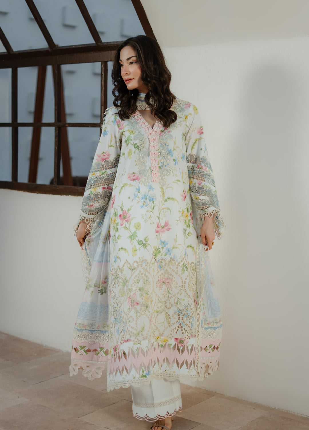 Summer Dream by Manara Unstitched Embroidered Lawn 3 Piece Suit MN26USDL White Gaura -07 - Casual Collection
