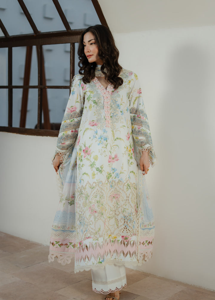 Summer Dream by Manara Unstitched Embroidered Lawn 3 Piece Suit MN26USDL White Gaura -07 - Casual Collection