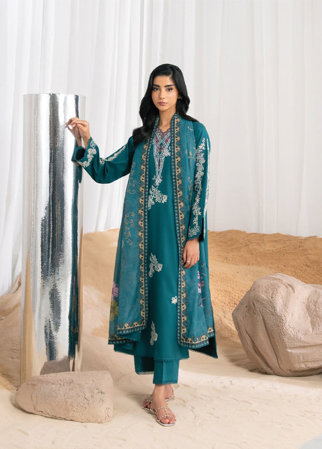 Nysa by Seran Unstitched Embroidered Cambric 3 Piece Suit SN26UNC Ryle D-12 - Casual Collection