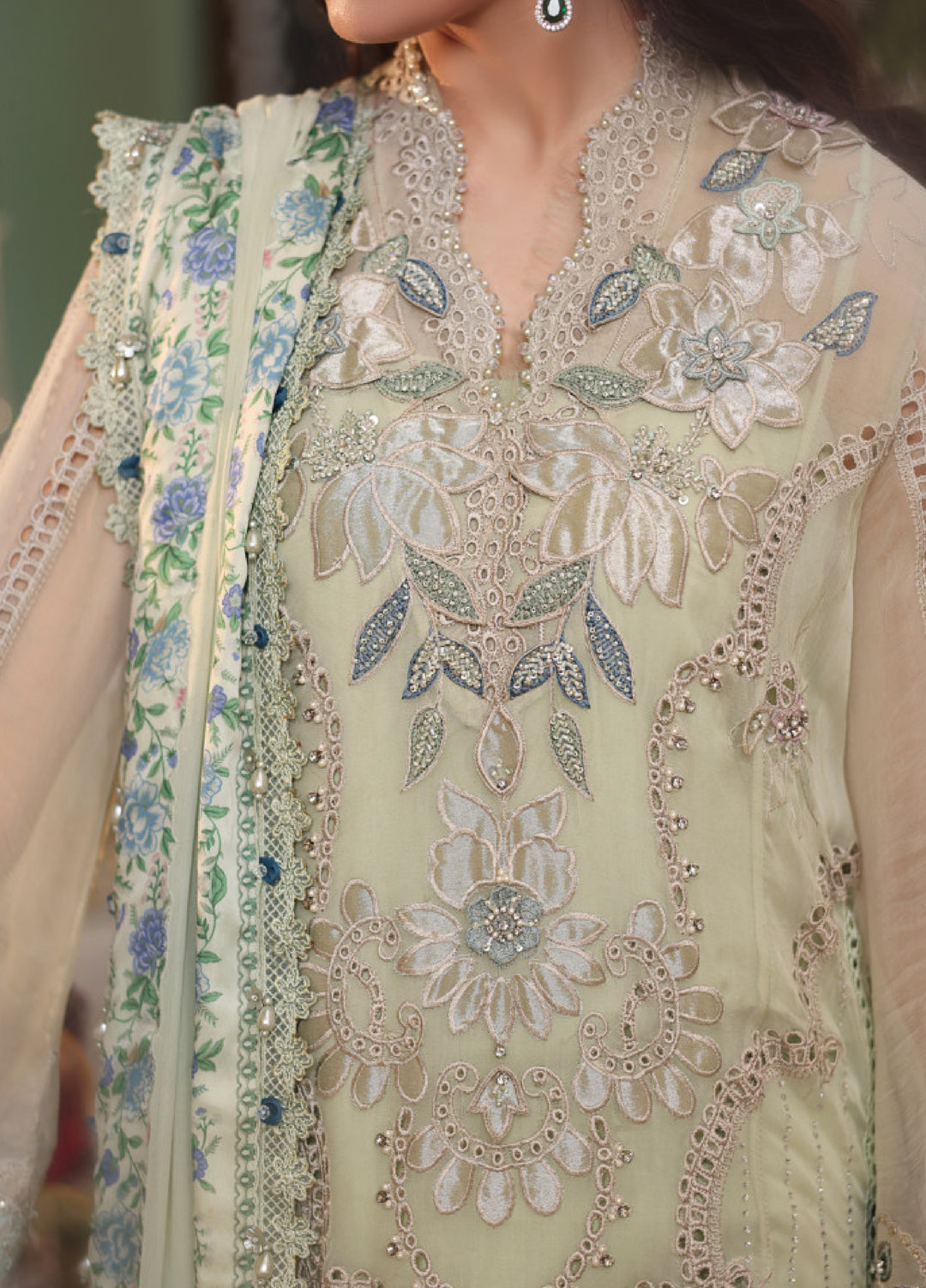 Maria B Unstitched Embroidered Chiffon 3 Piece Suit MB26UCF D5 - Festive Collection