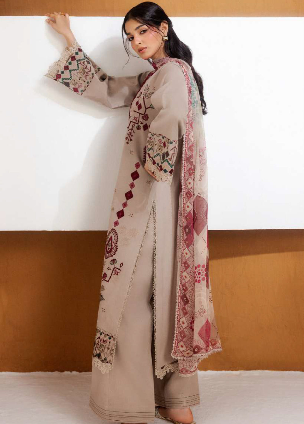 Intermix Zync by Florent Unstitched Embroidered Viscose 3 Piece Suit FL26UIZ FZ-4B - Casual Collection