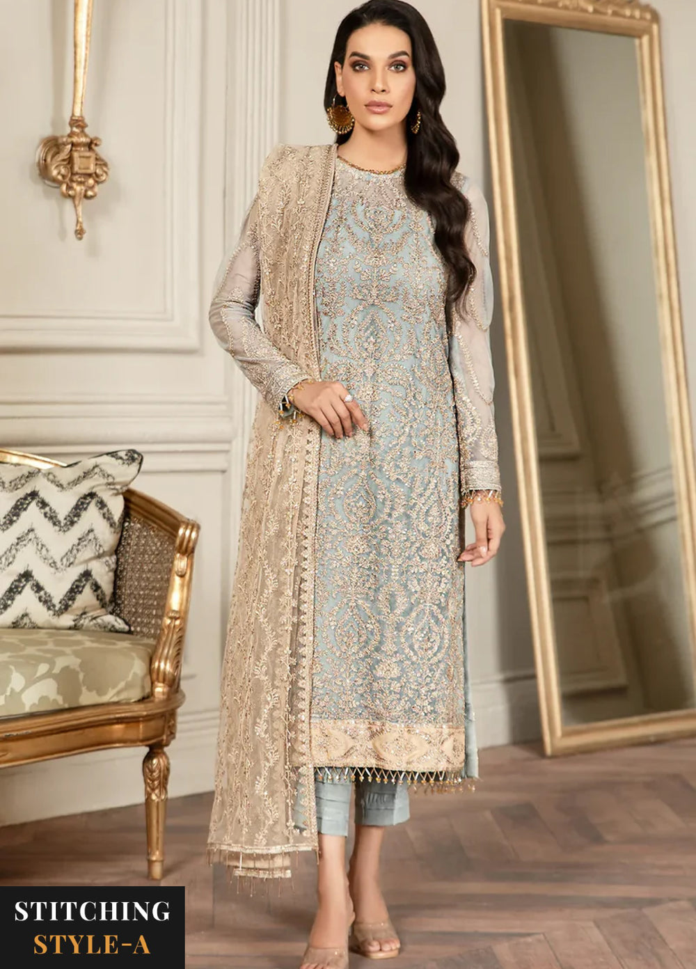 Zarif Women Unstitched Embroidered Net 3 Piece Suit ZR26UFC ICEBERG - Festive Collection