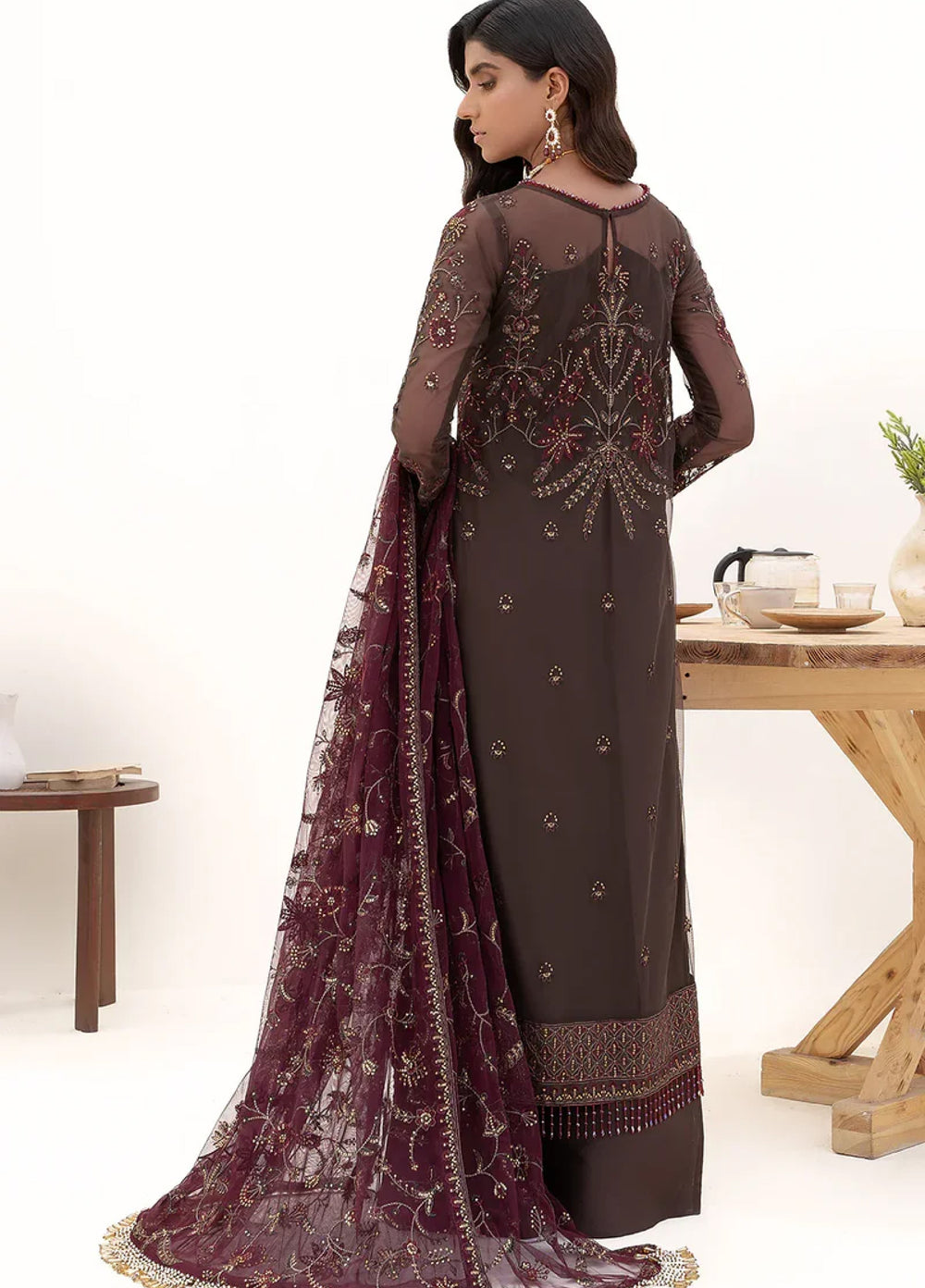 Zarif Women Unstitched Embroidered Net Saree ZR26UFC ZN 10 Muse - Festive Collection