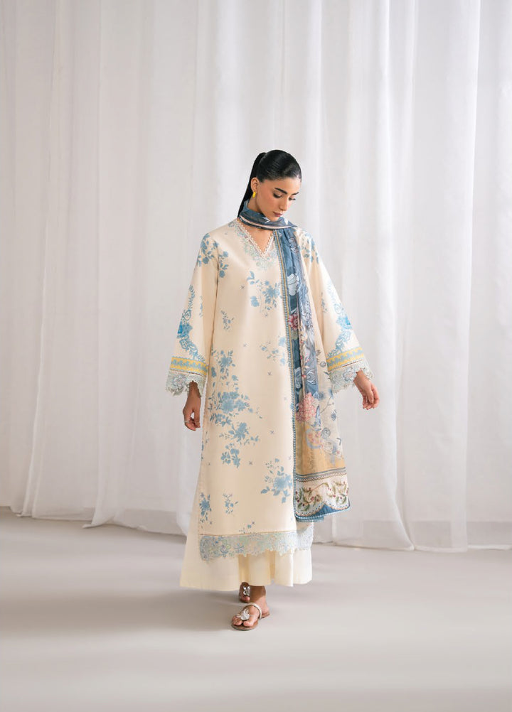 Nysa by Seran Unstitched Embroidered Cambric 3 Piece Suit SN26UNC IVOIRE D-02 - Casual Collection