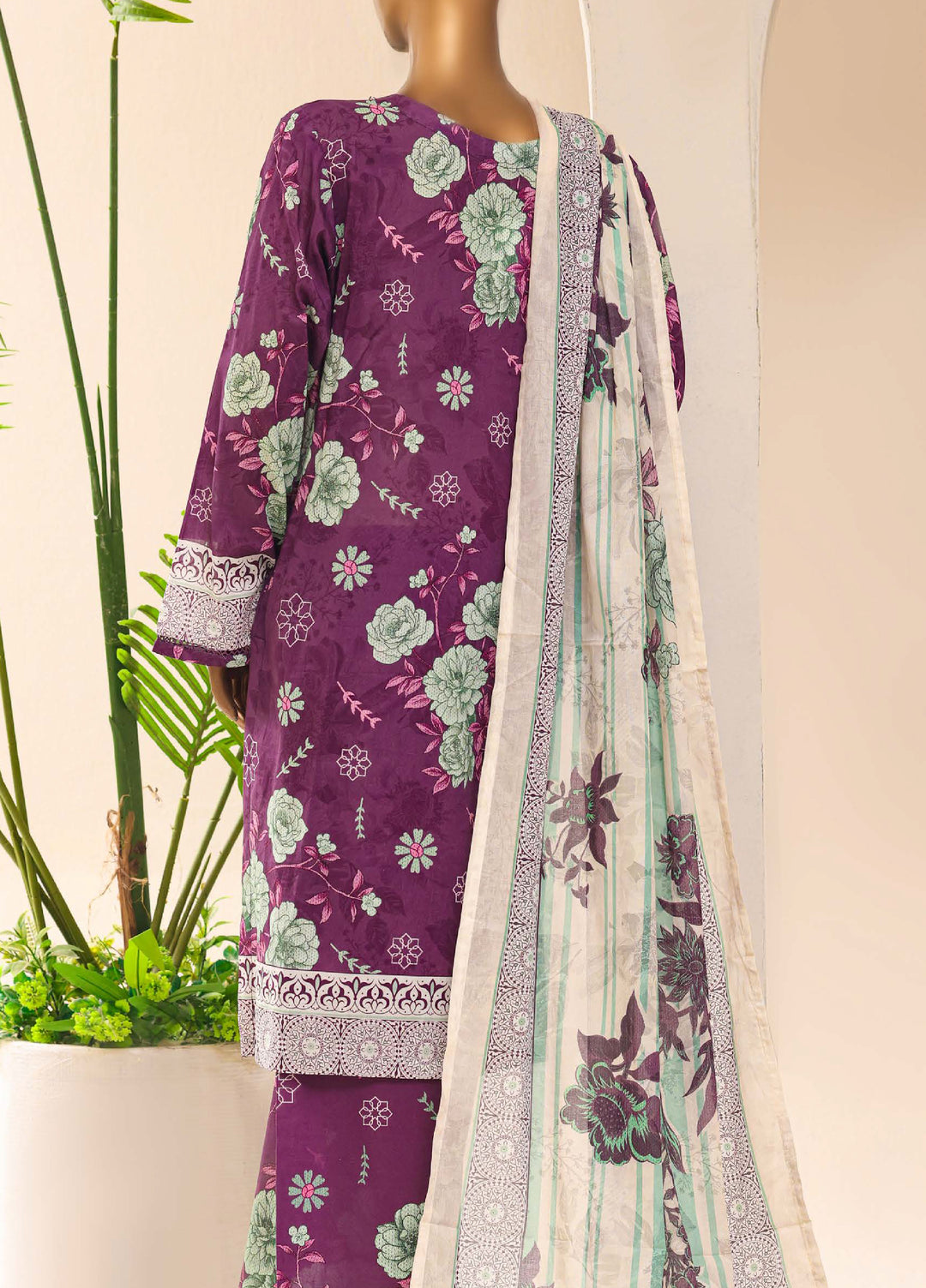 HZ Textiles RTW Printed Lawn 3 Piece Suit HZ26PPL LPE-3P-070 - Casual Collection