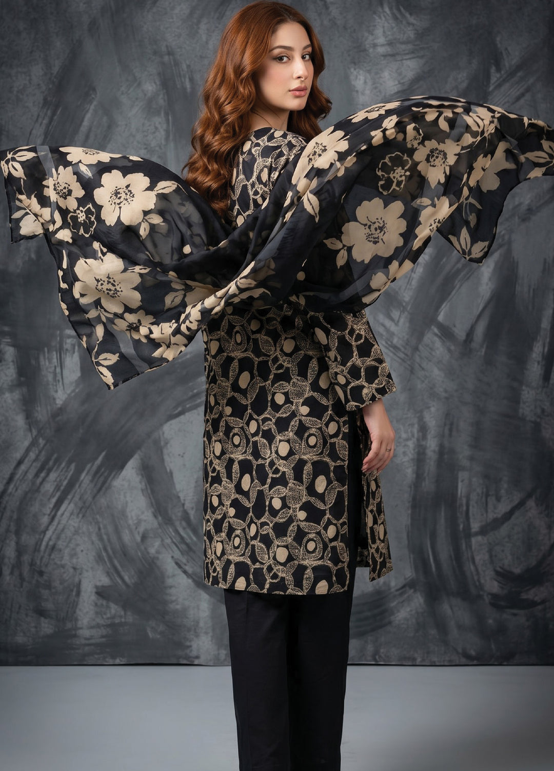 Black N White by Regalia Textiles Unstitched Printed Lawn 3 Piece Suit RG26UBNW D-04 - Casual Collection