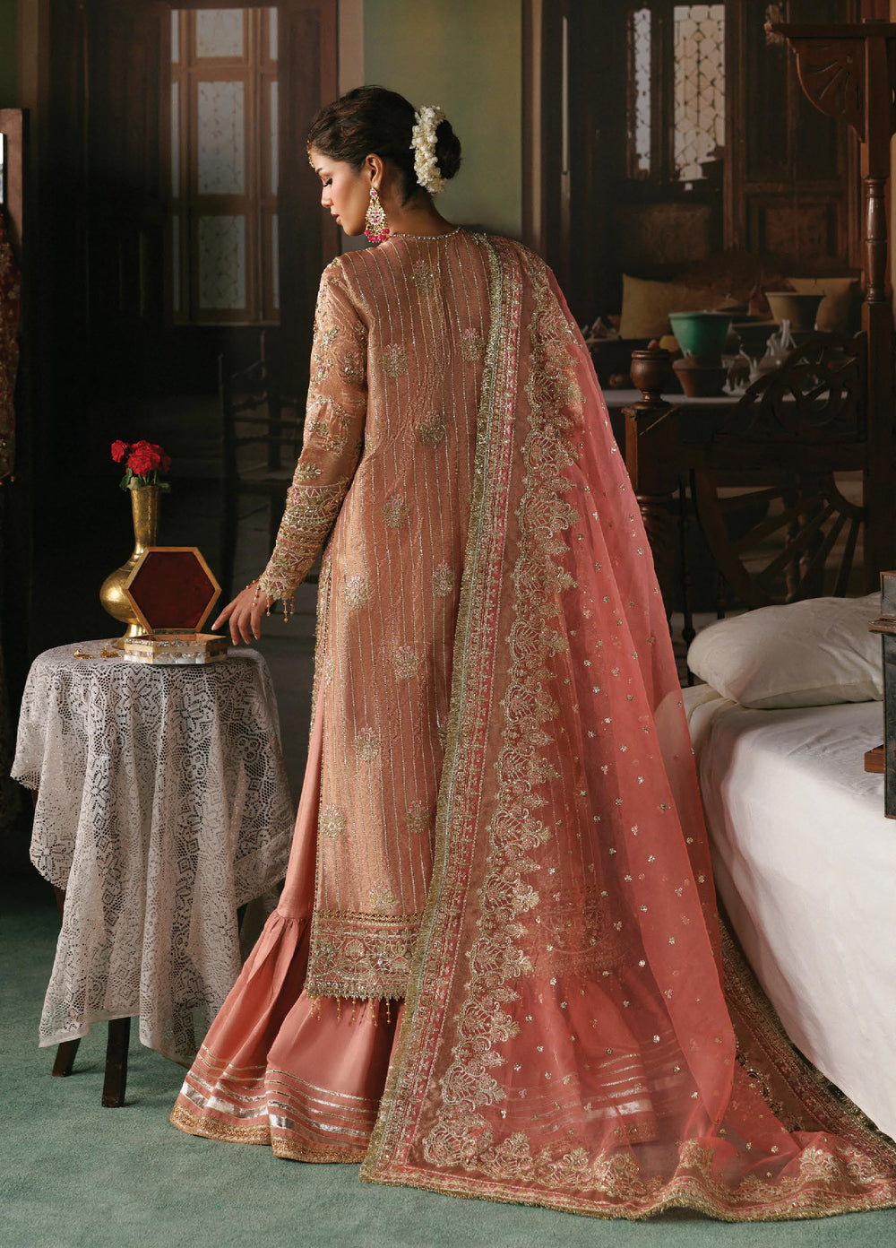 Shehnai by Afrozeh Unstitched Hand work Tissue Zari 3 Piece Suit AF26USW Aabroo AFR-0151 - Wedding Collection