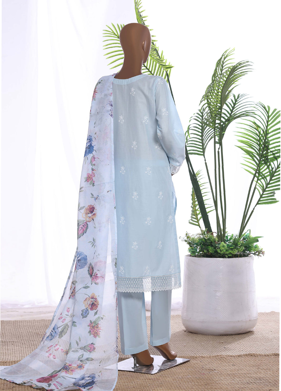 HZ Textiles Women RTW Chikankari Organza 3 Piece Suit HZ26POF CSE-3P-224 - Festive Collection