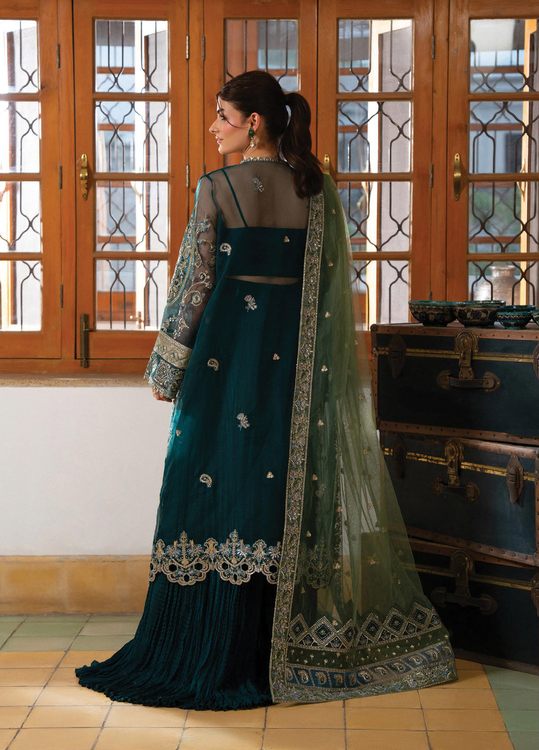 Pehli Nazar by Ayzel Unstitched Embroidered Organza 3 Piece Suit AAF26UPN Mayal AYZ-0163 - Wedding Collection
