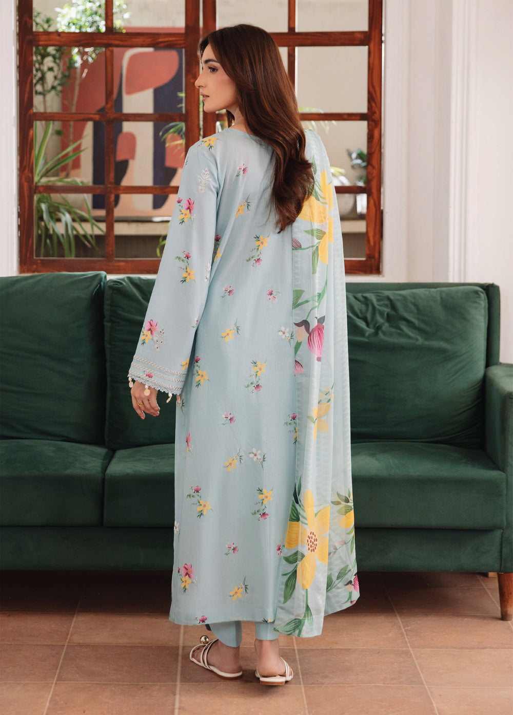 Summer Breeze by Humdum Unstitched Embroidered Lawn 3 Piece Suit HD26ULSB D-08 - Casual Collection