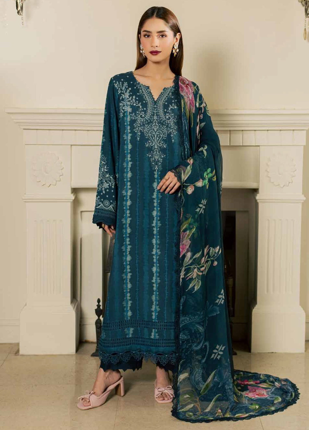 Signature Prints by Nureh Unstitched Printed Viscose Slub 3 Piece Suit NU26UVS SP-210 - Winter Collection