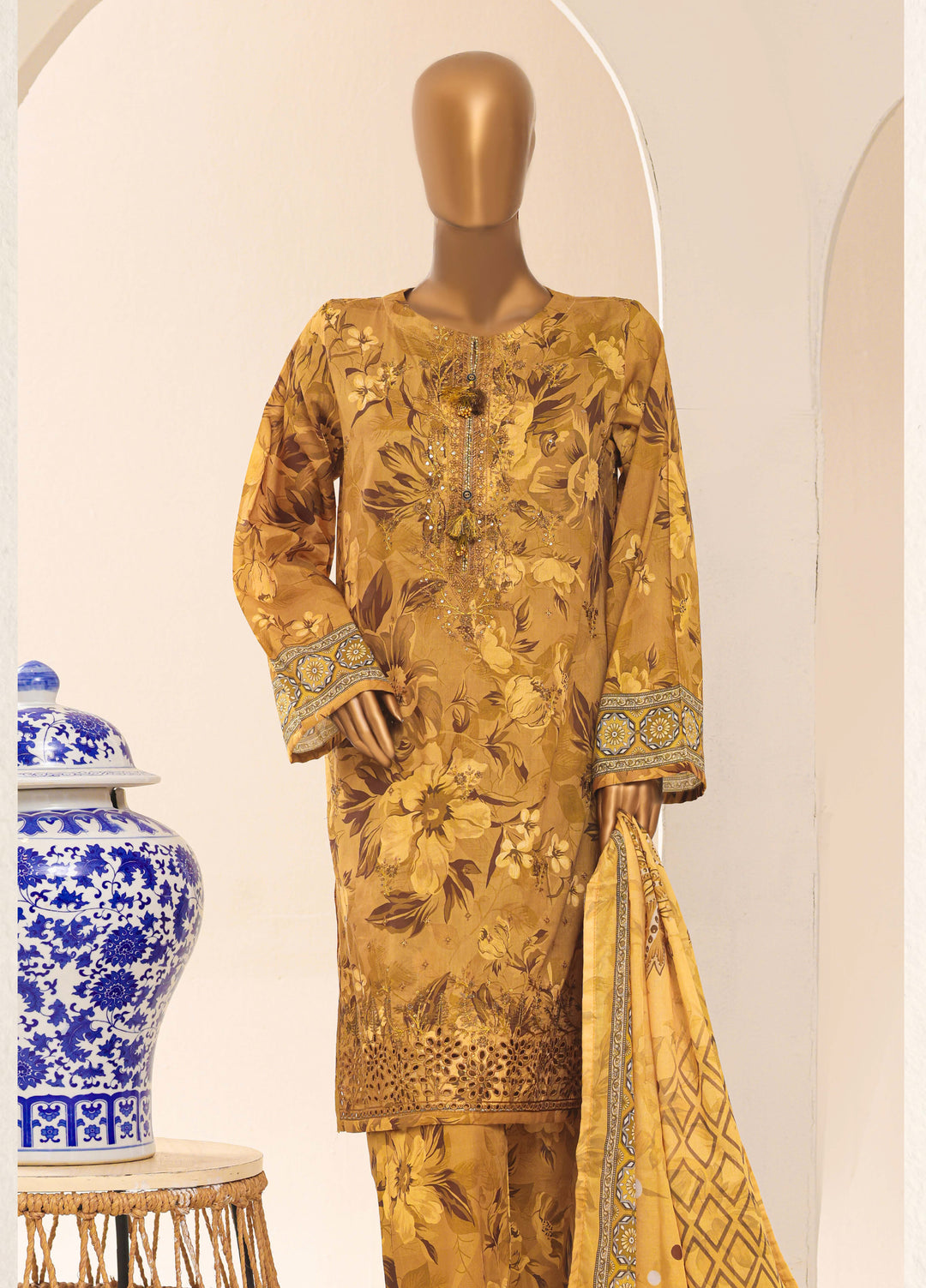 HZ Textiles RTW Printed Lawn 3 Piece Suit HZ26PPL LPE-3P-063 - Casual Collection