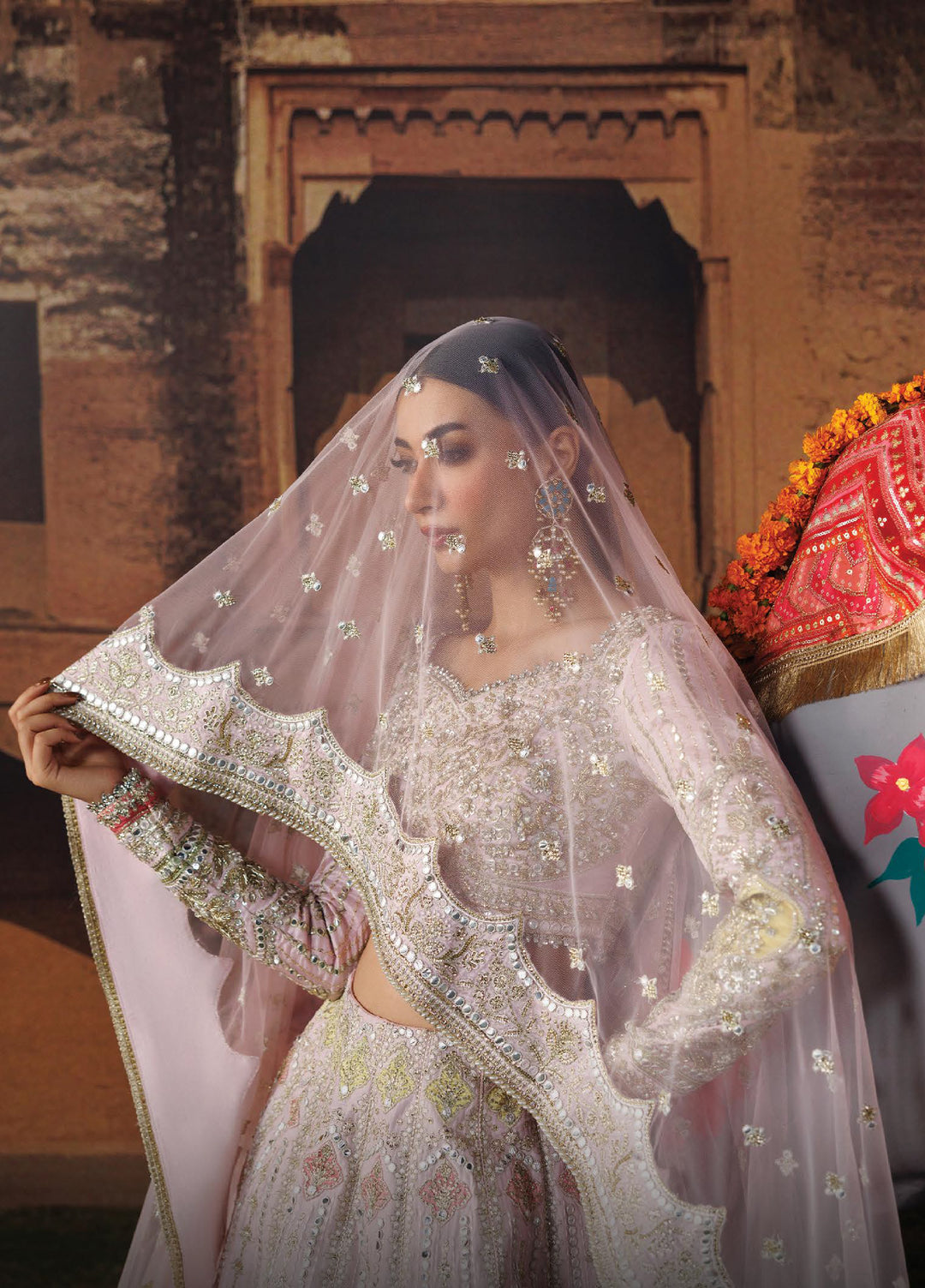 Shehnai by Afrozeh Unstitched Hand work Raw Silk 2 Piece Suit AF26USW Gul-E-Roshan AFR-0153 - Wedding Collection