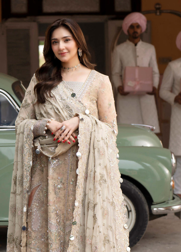 Jhoomro by Nureh Unstitched Embroidered Chiffon 3 Piece Suit NU26UJW NL-96 - Wedding Collection