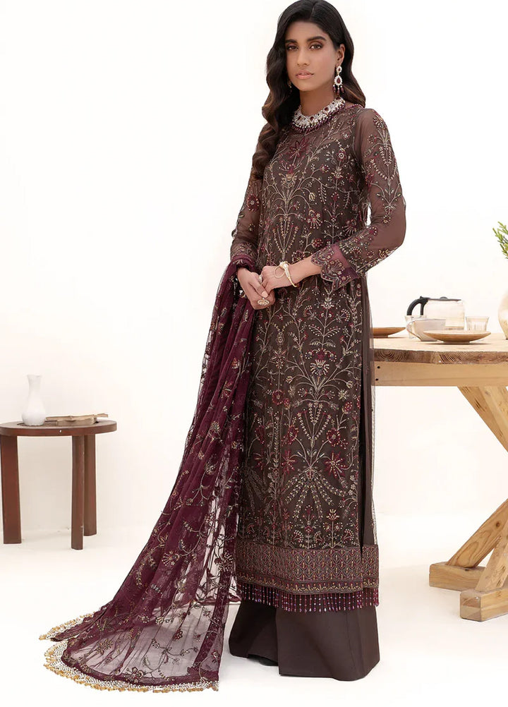 Zarif Women Unstitched Embroidered Net Saree ZR26UFC ZN 10 Muse - Festive Collection