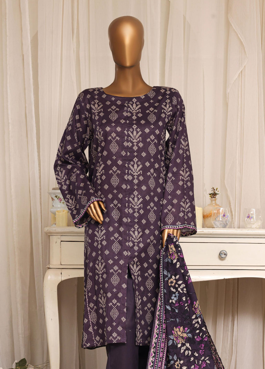 HZ Textiles RTW Printed Lawn 3 Piece Suit HZ26PPL LPT-3P-2612 - Casual Collection