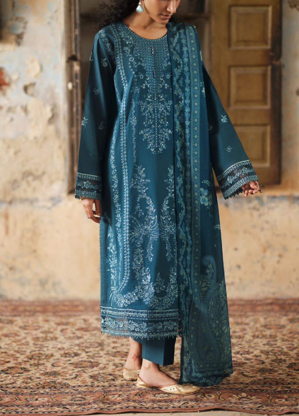 Before Sunset by Casual Lite RTW Embroidered Cotton Lawn 3 Piece Suit CL26PBS Ocean Breeze - Casual Collection