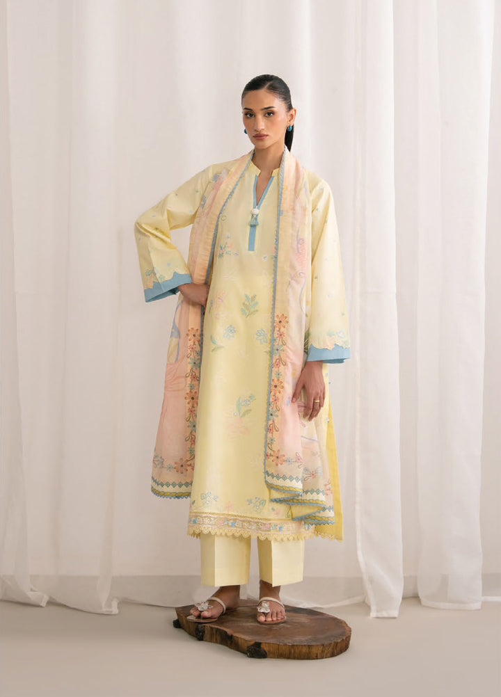Nysa by Seran Unstitched Embroidered Cambric 3 Piece Suit SN26UNC Lielle D-10 - Casual Collection
