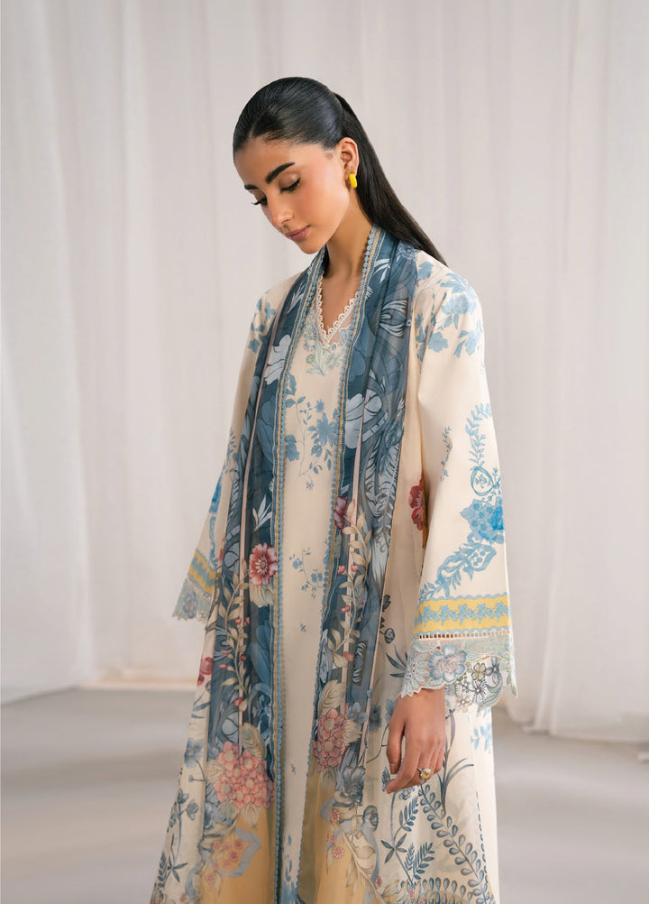Nysa by Seran Unstitched Embroidered Cambric 3 Piece Suit SN26UNC IVOIRE D-02 - Casual Collection