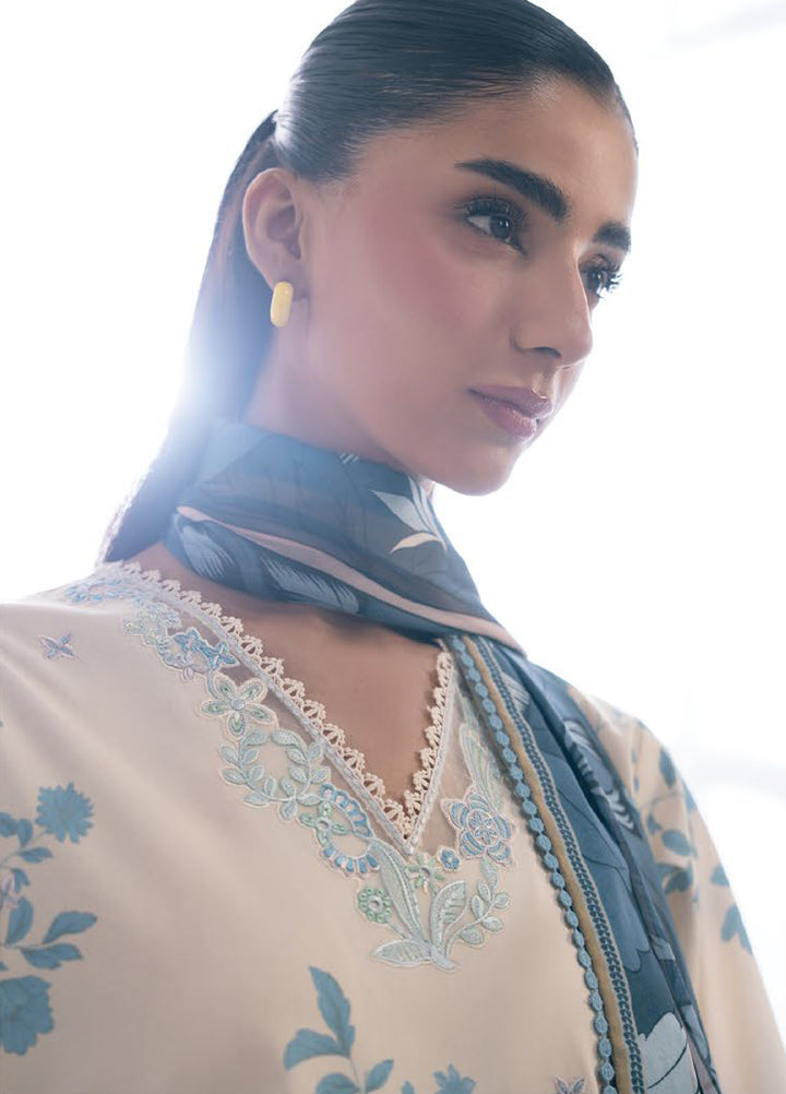 Nysa by Seran Unstitched Embroidered Cambric 3 Piece Suit SN26UNC IVOIRE D-02 - Casual Collection