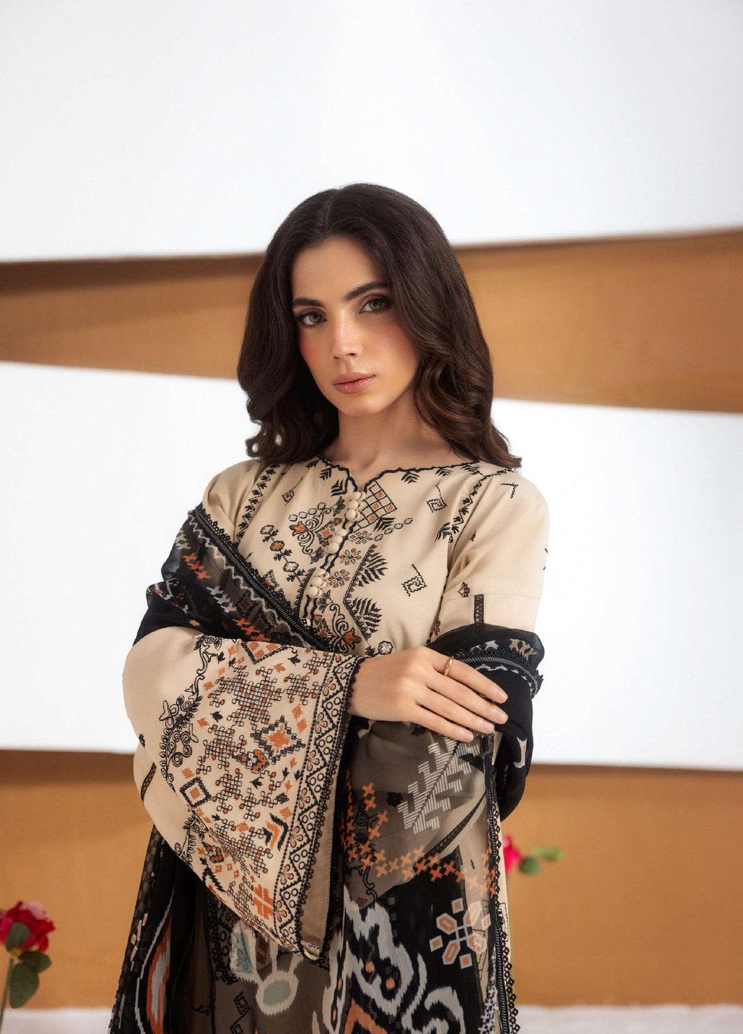 Intermix Zync by Florent Unstitched Embroidered Viscose 3 Piece Suit FL26UIZ FZ-5A - Casual Collection