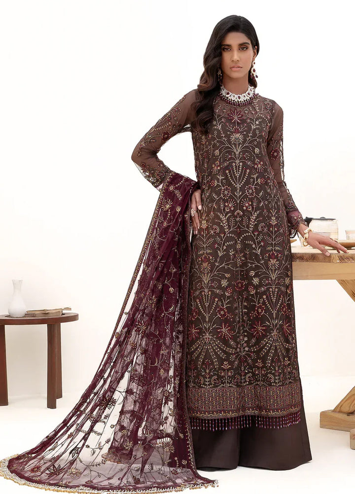 Zarif Women Unstitched Embroidered Net Saree ZR26UFC ZN 10 Muse - Festive Collection
