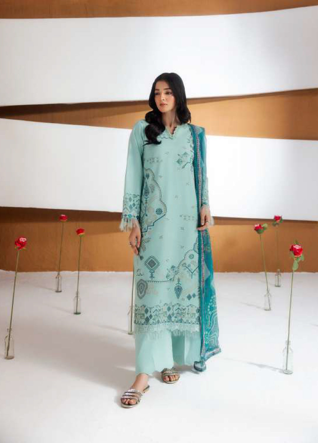 Intermix Zync by Florent Unstitched Embroidered Viscose 3 Piece Suit FL26UIZ FZ-4A - Casual Collection