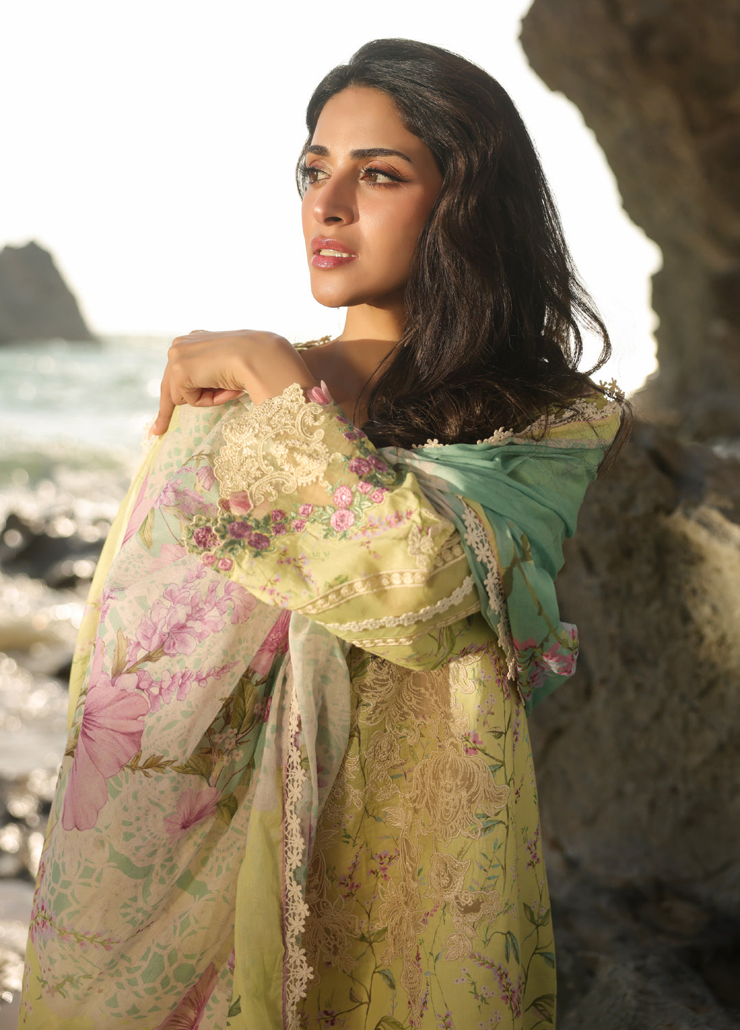 Summer Dream by Manara Unstitched Embroidered Lawn 3 Piece Suit MN26USDL Golden Haze-06 - Casual Collection