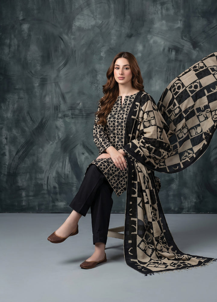 Black N White by Regalia Textiles Unstitched Printed Lawn 3 Piece Suit RG26UBNW D-06 - Casual Collection