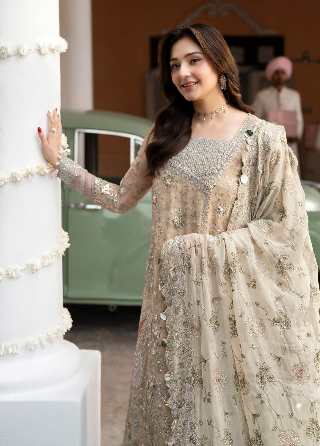 Jhoomro by Nureh Unstitched Embroidered Chiffon 3 Piece Suit NU26UJW NL-96 - Wedding Collection