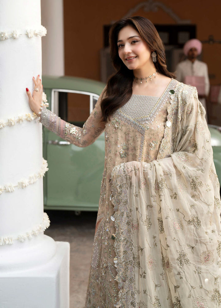 Jhoomro by Nureh Unstitched Embroidered Chiffon 3 Piece Suit NU26UJW NL-96 - Wedding Collection