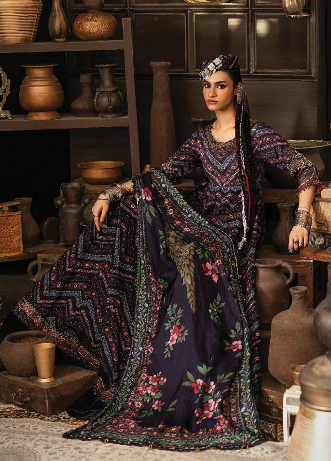 M Prints by Maria B Unstitched Printed Cambric 3 Piece Suit MB26UPC 7B - Casual Collection
