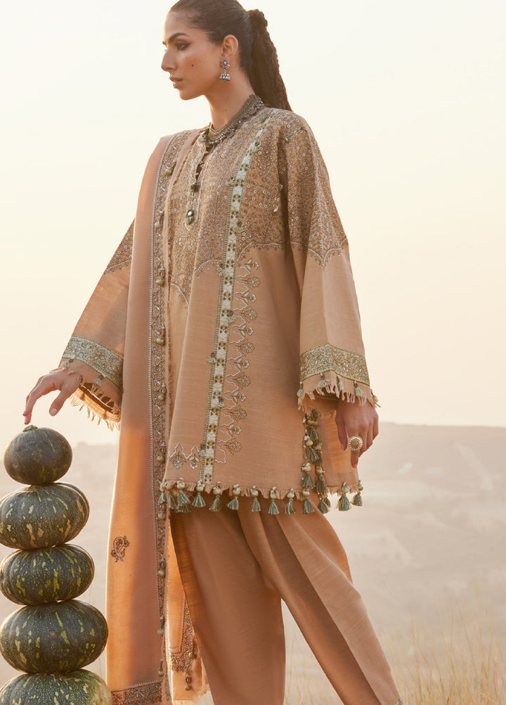 Zaha by Khadija Shah Unstitched Khaddar Embroidered Suits 3 Piece ZL25KW NEELAM ZW25-01 - Winter Collection