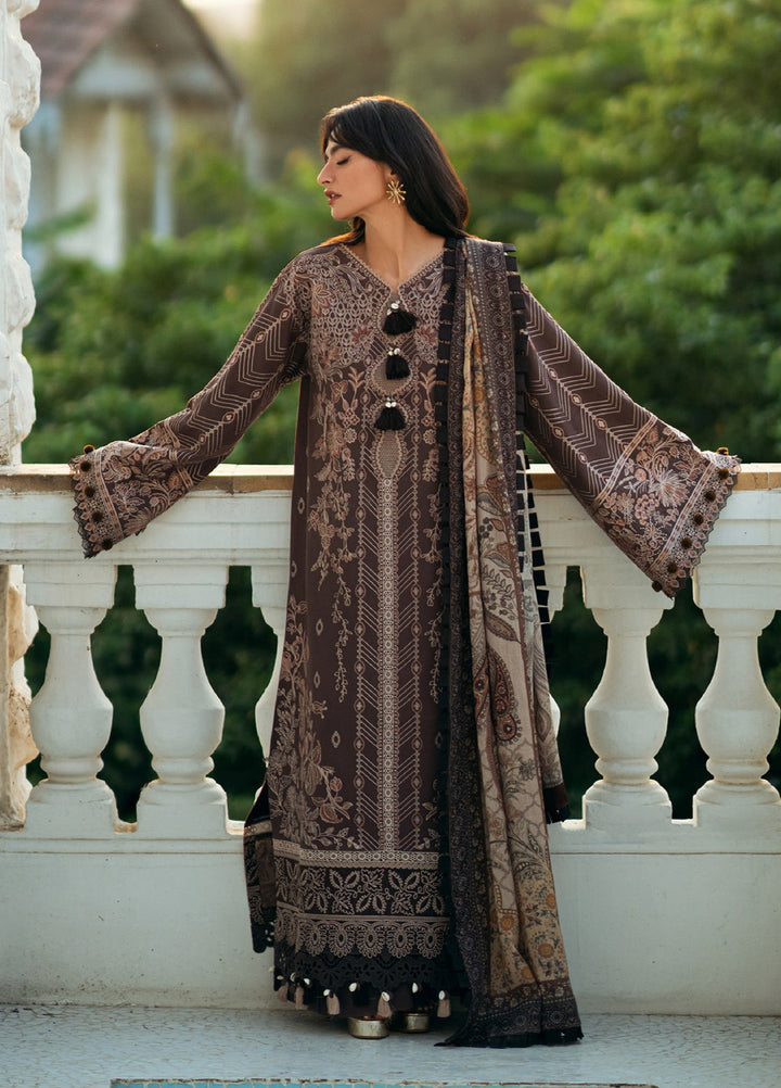 Florent Serenity Embroidered Woolen Shawls Unstitched Marina Twill Suits 3 Piece FL25WS FL-3B - Winter Collection