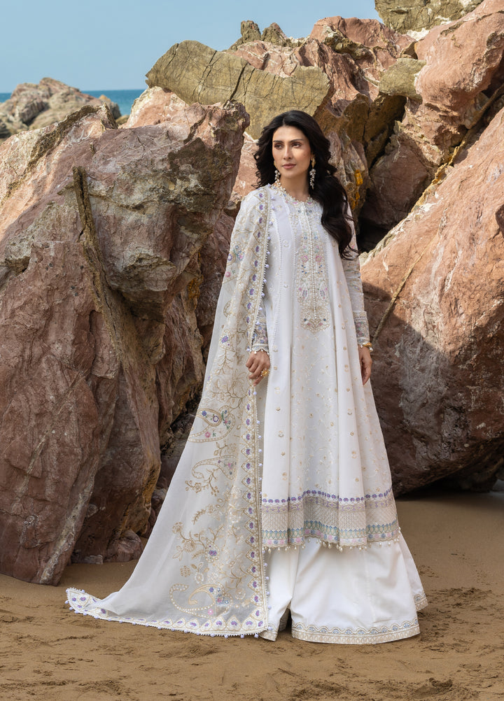 Siraa by Sadaf Fawad Khan Unstitched Embroidered Luxury Lawn 3 Piece Suit SDF26USL Noor - Festive Collection