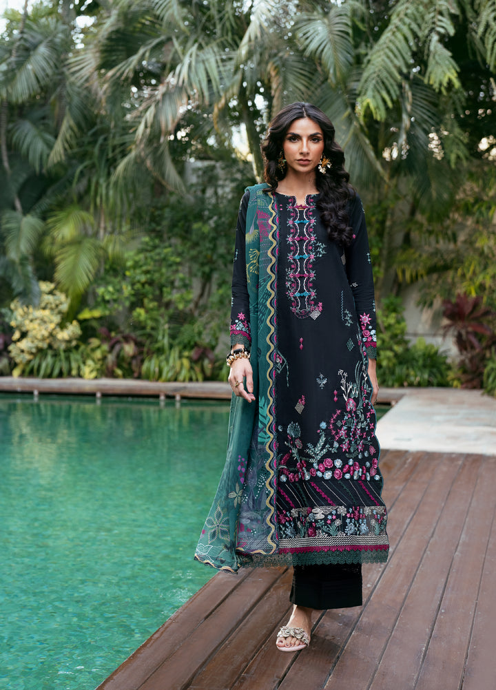 Florent Unstitched Embroidered Luxury Lawn 3 Piece Suit FL26FLL FZ-1B - Eid Collection