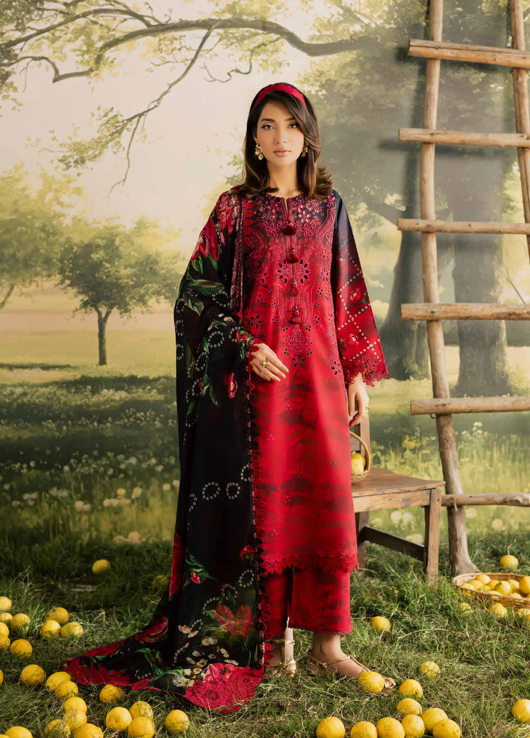 Bloom by Nureh Unstitched Embroidered Doria Lawn 3 Piece Suit NU26ULB BL-15 - Summer Collection