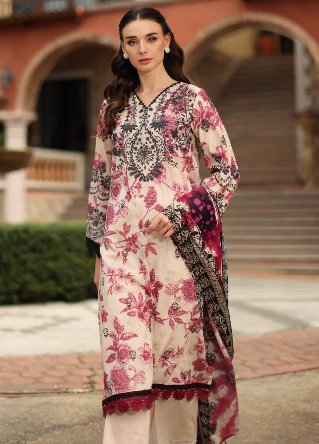Signature Prints by Nureh Unstitched Printed Lawn Zari 3 Piece Suit NU26USLZ SP-205 - Summer Collection