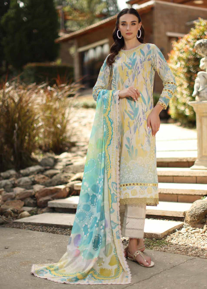 Signature Prints by Nureh Unstitched Printed Lawn Zari 3 Piece Suit NU26USLZ SP-206 - Summer Collection